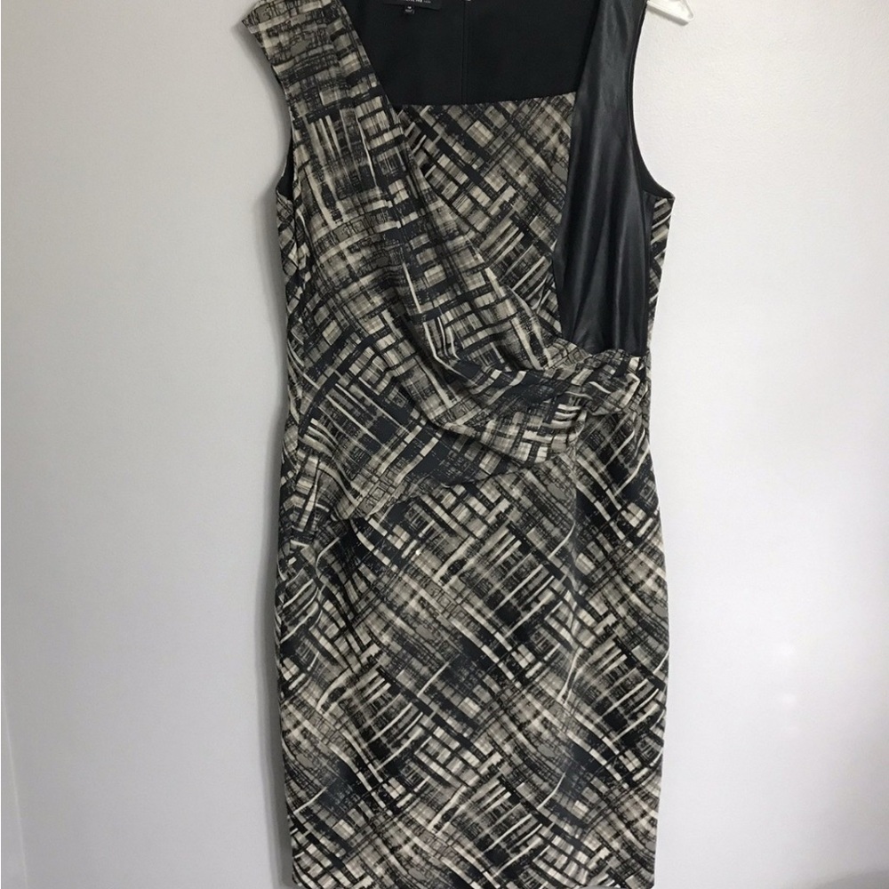 Lafayette 148 New York Vania Leather Trim Sheath Designer Dress EA023 - Picture 9 of 10